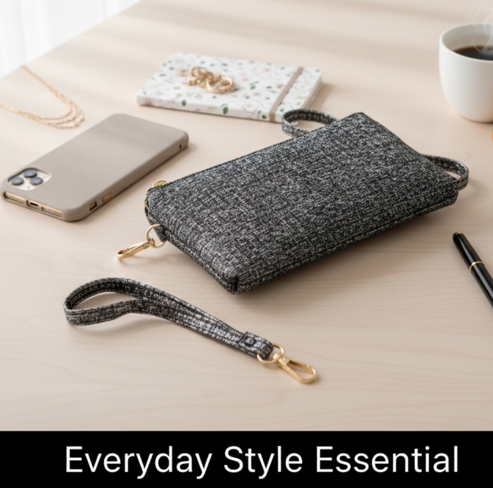 Black and‎ Silver Wristlet Crossbody Bag